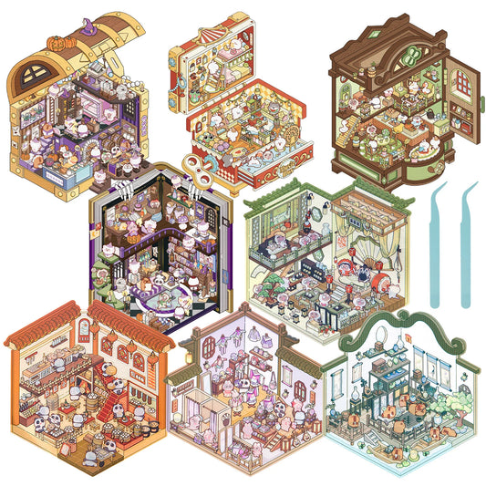Sticker 3D des mondes cachés : 8 scènes miniatures
